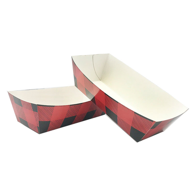 Recyclable Pattern Paper Boat Tray , Paper Food Serving Trays Various Shape