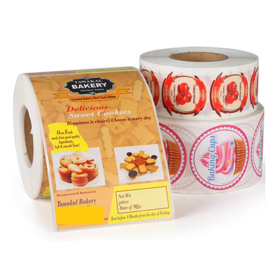 Custom Roll Safe Food Packaging Stickers / Strong Sticky Self Adhesive Stickers