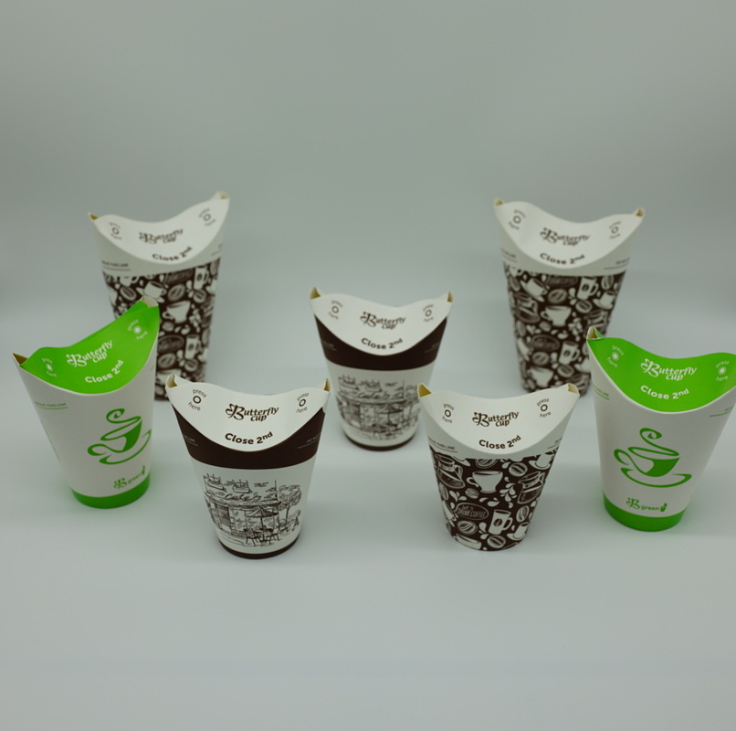 Exquisite Printing Biodegradable Paper Cups Space Saving Flat Transportation