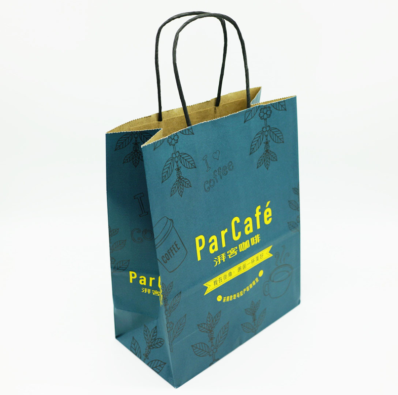Eco Printed Paper Bags With Handles , Custom Printed Paper Shopping Bags